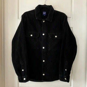 GAP Black 100% Cotton Oversized Corduroy Minimalist Chore Jacket Shacket
